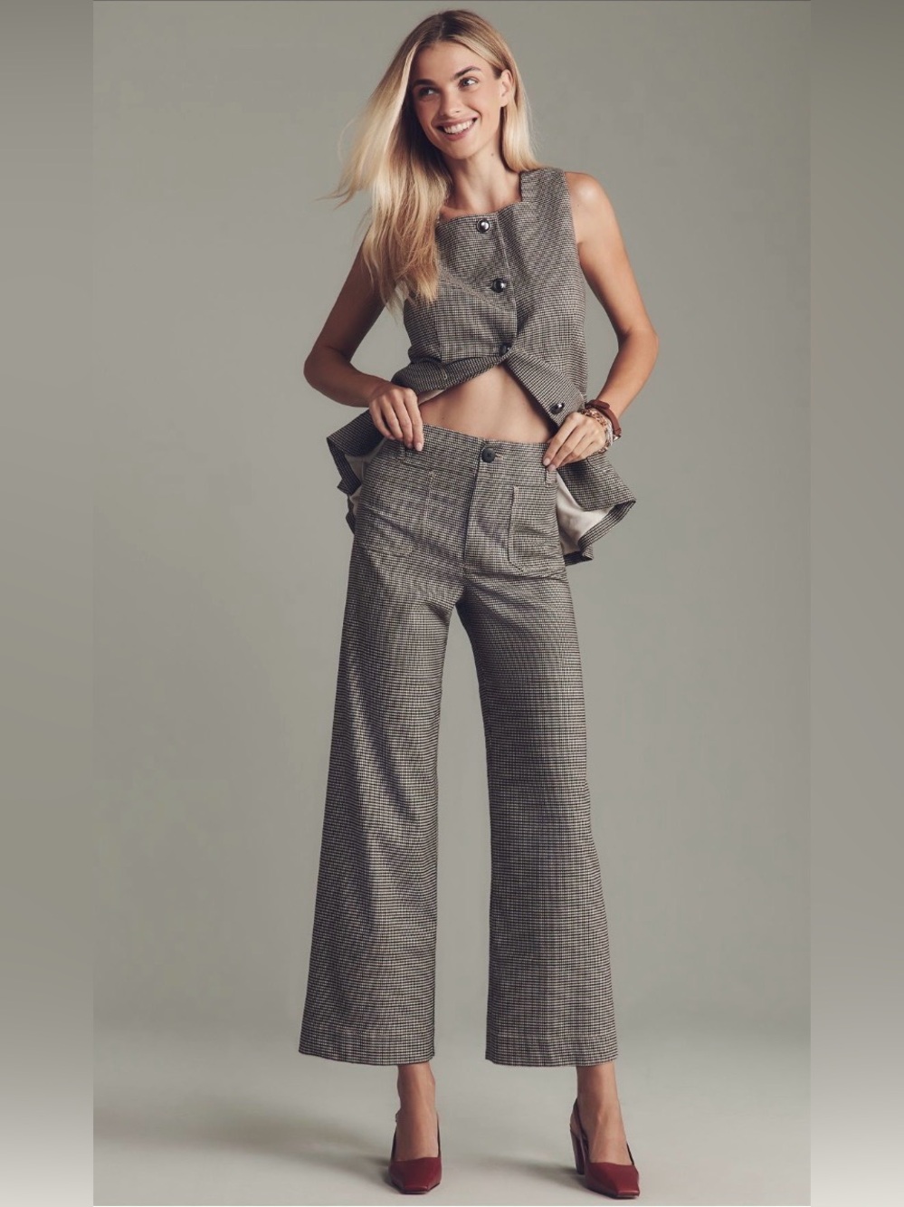 Maeve | Anthropologie | Colette Crop Houndstooth Pants